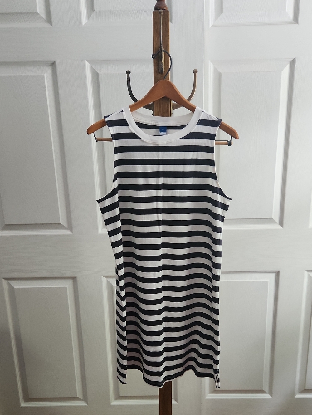 Old Navy Black and White Striped Tank Dress